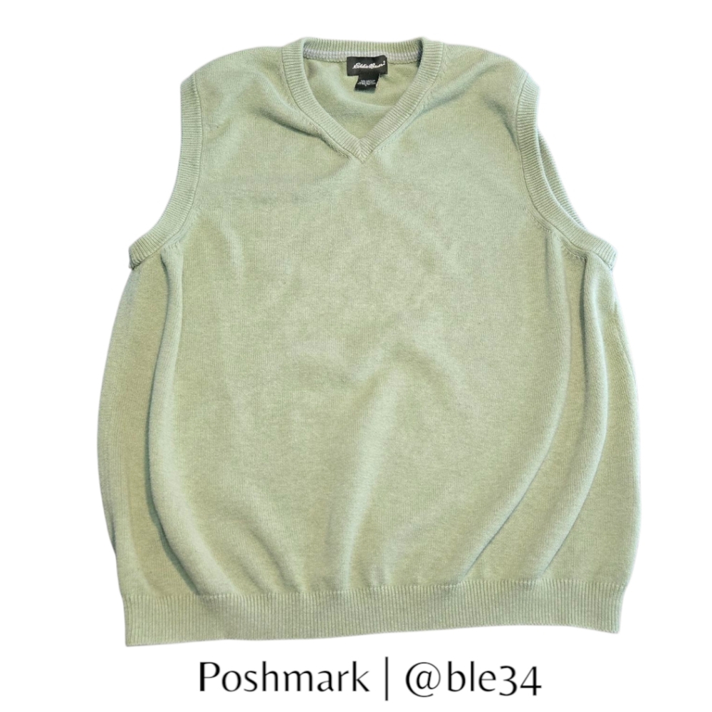 Eddie Bauer Green V-Neck Sweater Vest